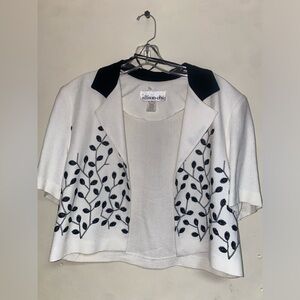 Cropped black and white blazer blouse